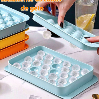 Molde de Gelo 28 Cavidades Formato Bola para Bebidas, Sucos, Drinks e Sobremesas