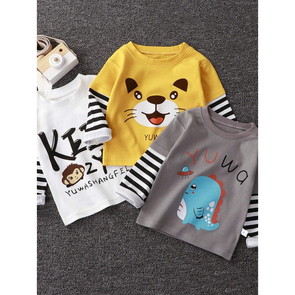 Primavera outono camiseta infantil meninos meninas manga comprida topos 0-5 anos de idade dos desenhos animados camisas 