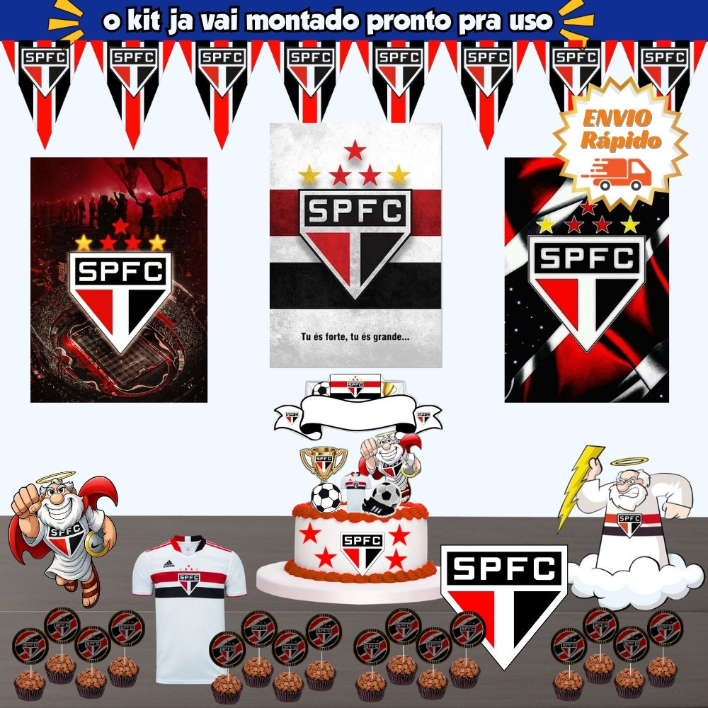 Kit festa Só Um Bolinho São Paulo FC - SPFC - Festa de aniversário Perfeita Kit Pronto Festa em Casa