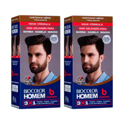 Kit Tonalizante Biocolor Homem Castanho Médio - 2 Unidades