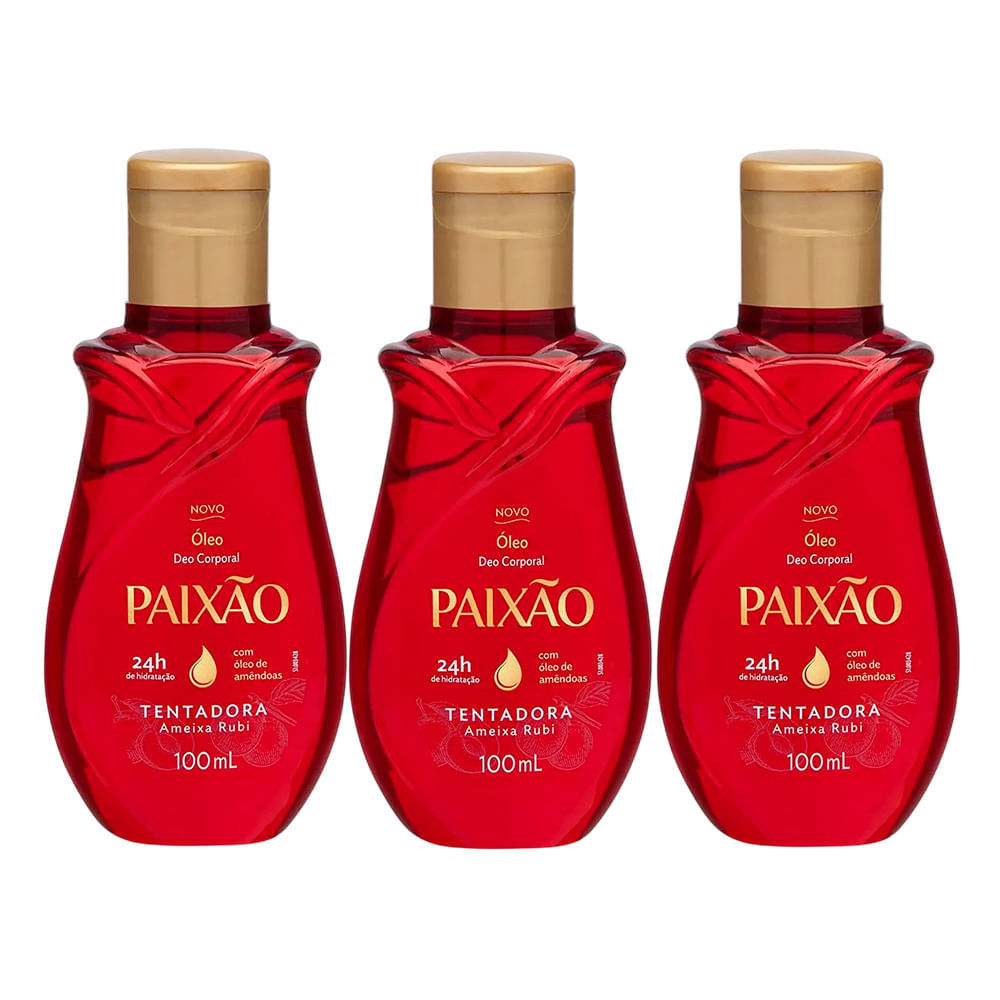 Kit Óleo Corporal Paixão Amêndoas Tentadora Ação Desodorante 100ml - 3 Unidades
