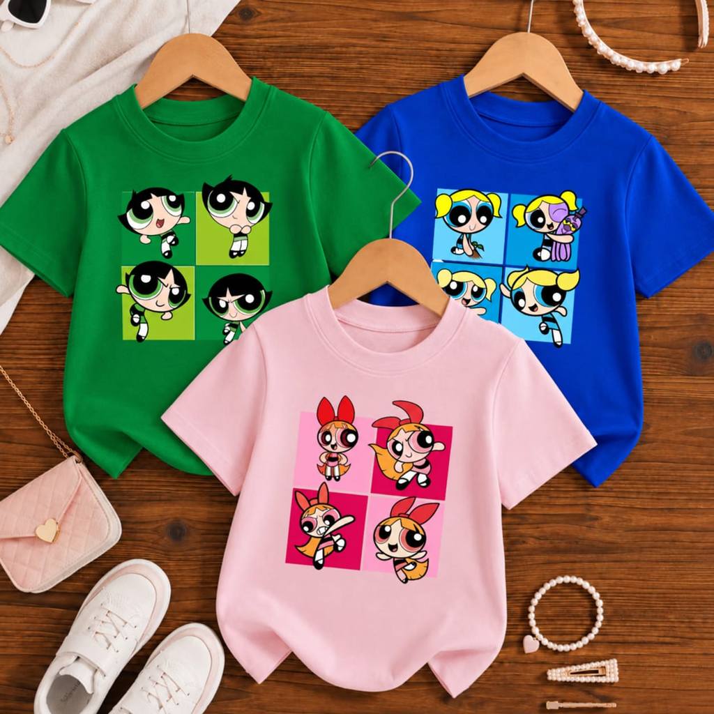 Kit 3 Camisetas Infantil De Algodão Lindinha/Florzinha/Docinho As Meninas SuperPoderosas 1 a 16