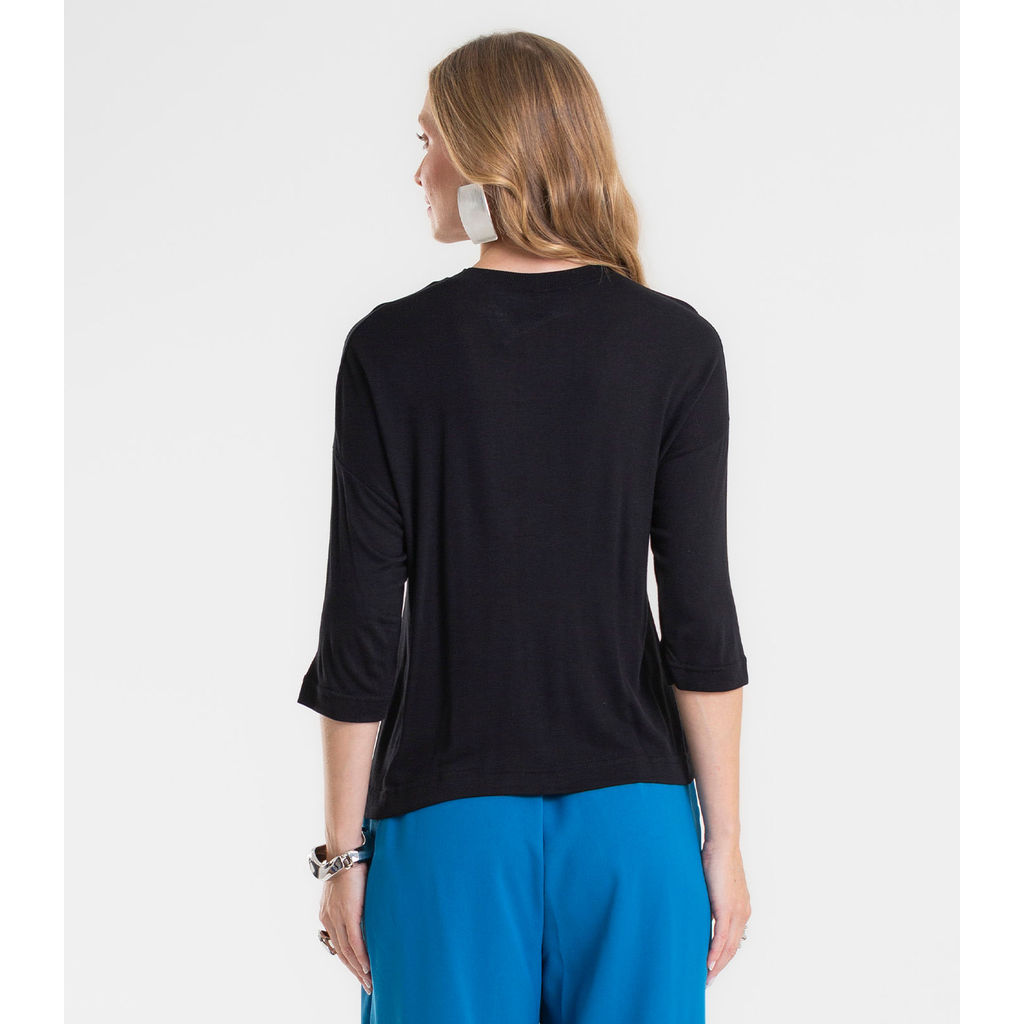 Blusa Feminina Manga 3/4 Em Visco Tricot Rovitex Preto — imagem 2 de 2