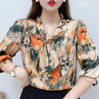 Novas blusas de chiffon com estampas florais, para mulheres, em tamanhos grandes, estilo coreano, para o verão, com esta