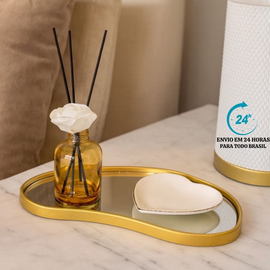 Bandeja Decorativa Espelhada  Luxo De Mesa em Oferta na Shopee