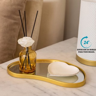 Bandeja Decorativa Espelhada  Luxo De Mesa em Oferta na Shopee