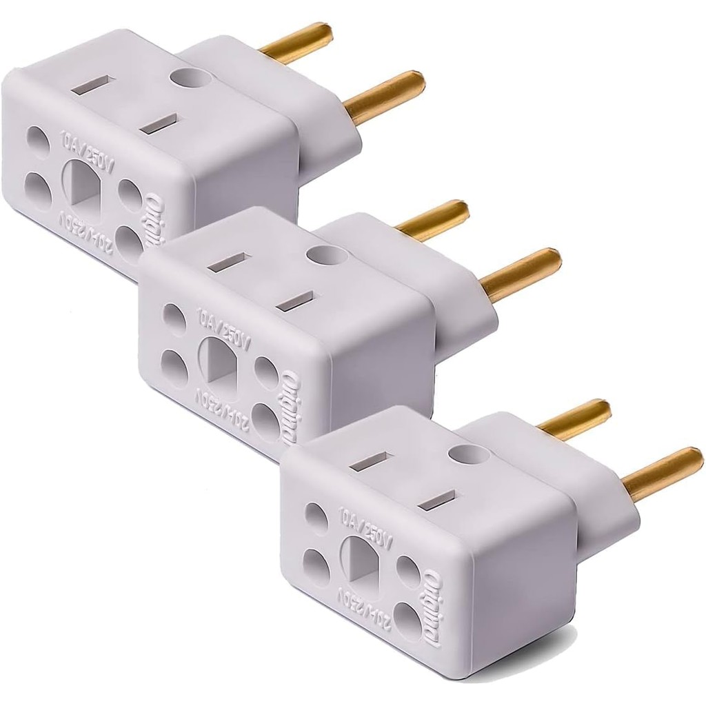Genérico Kit com 3 Adaptadores Tomada Bob Esponja Benjamin, Plugue Bivolt 110v 220v, 10A 20A, Pino Grosso Amarelo em Oferta na Shopee
