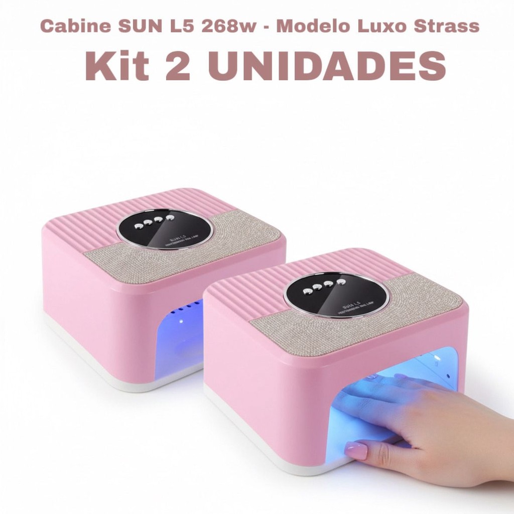 Kit 2 Cabine ROSA De Unha Profissional SUN L5 268W UV LED Bivolt Manicure Gel Acrigel Fibra
