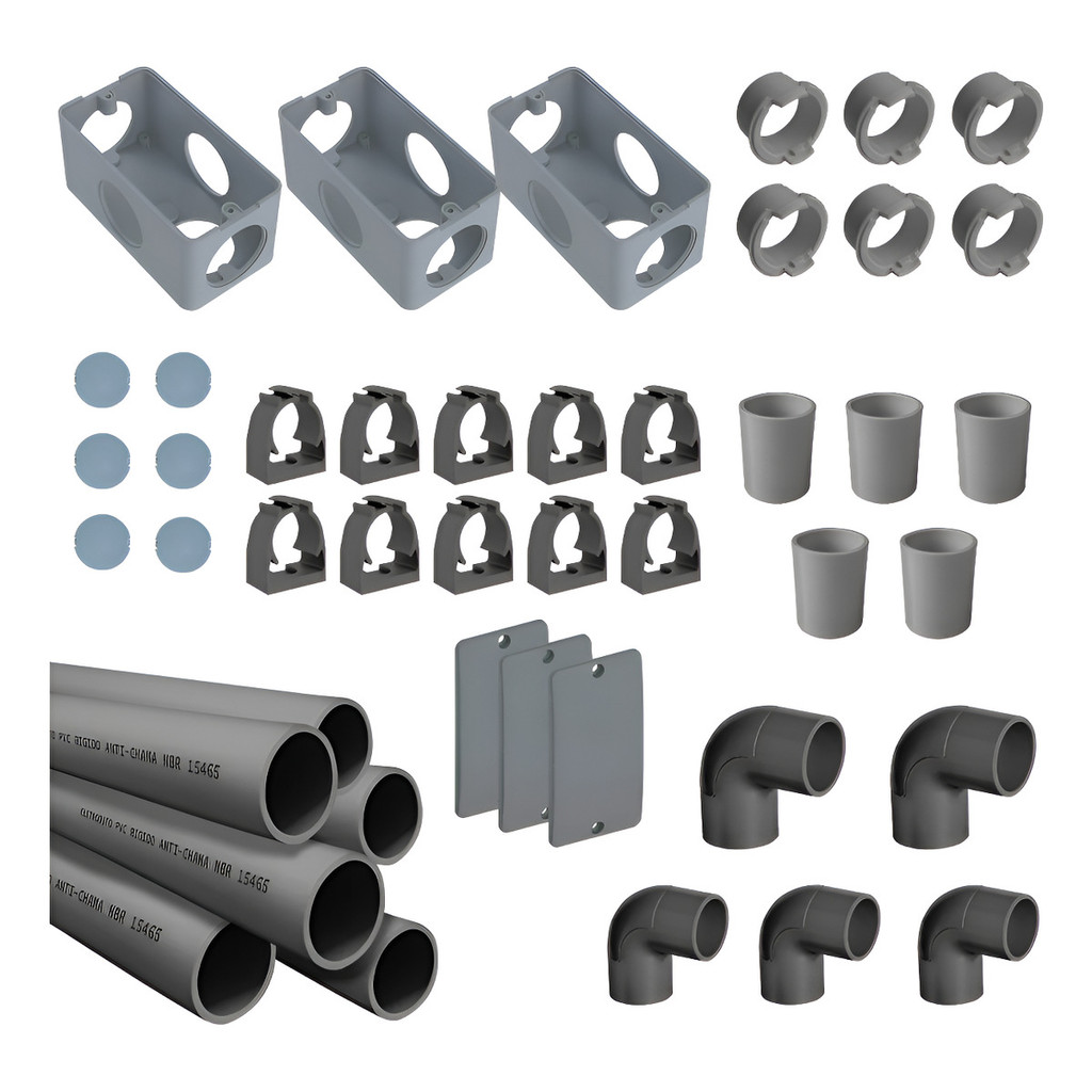 Kit 3 Caixa 4x2 Condulete 1/2 Polegada + Kit Instalação