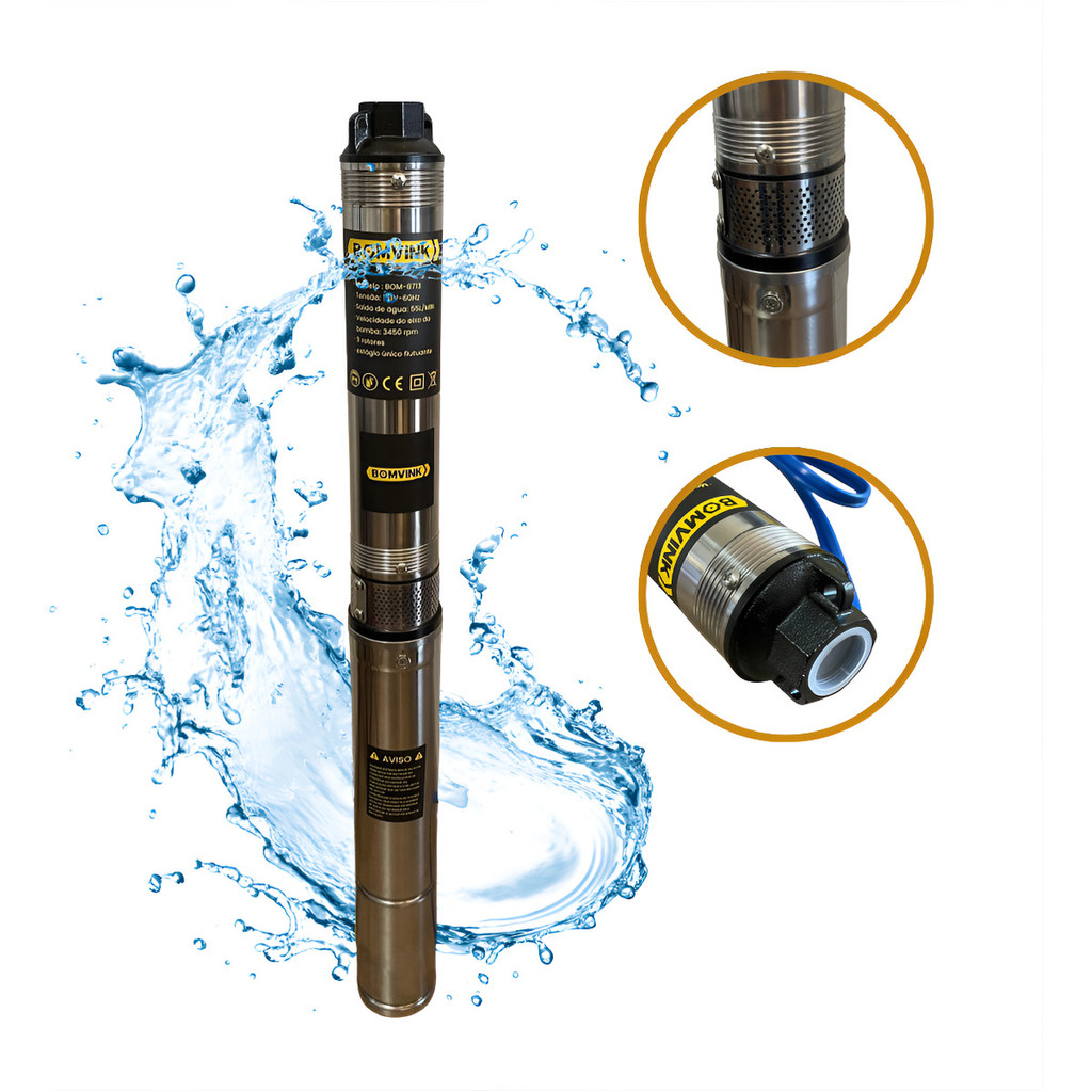 Bomba Caneta Motobomba Submersa Poço Caixa Dágua Irrigação 55l/min