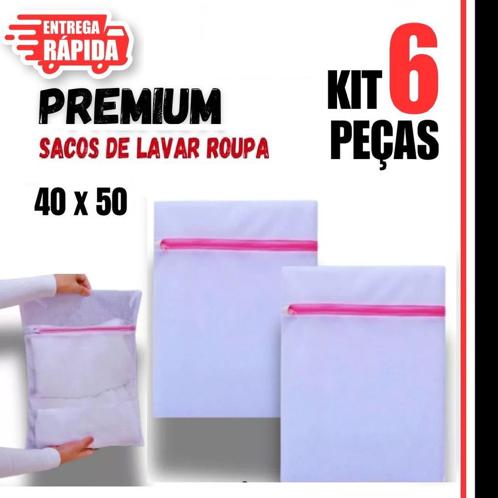 Kit Saco Lavar Roupa 40 x 50 Sacos para Lavadora Maquina Roupa Delicada Intima Tanquinho