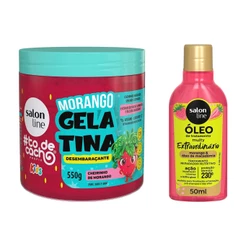 Kit Morango com Gelatina e Óleo de Tratamento