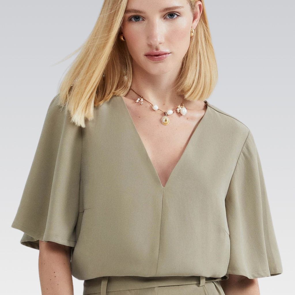 Blusa Feminina HERING Original Roupas Femininas Blusa Manga Sino Peach Touch Elegância Conforto Moda