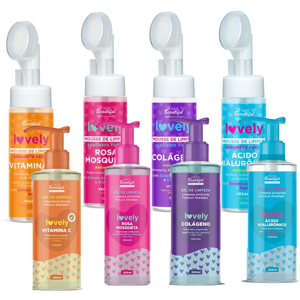 Kit Skin Care Facial Gel De Limpeza e Mousse De Limpeza Lovely Face Beautiful em Oferta na Shopee