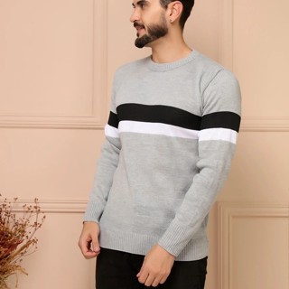 Sueter tricot masculino casaco blusa de frio gola redonda manga longa blusa de Lã em Oferta na Shopee