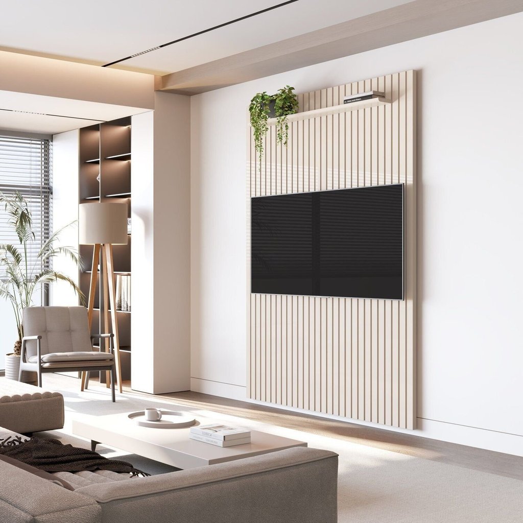 Painel Ripado 100% MDF para TV 55 Polegadas  Arbo Off White em Oferta na Shopee