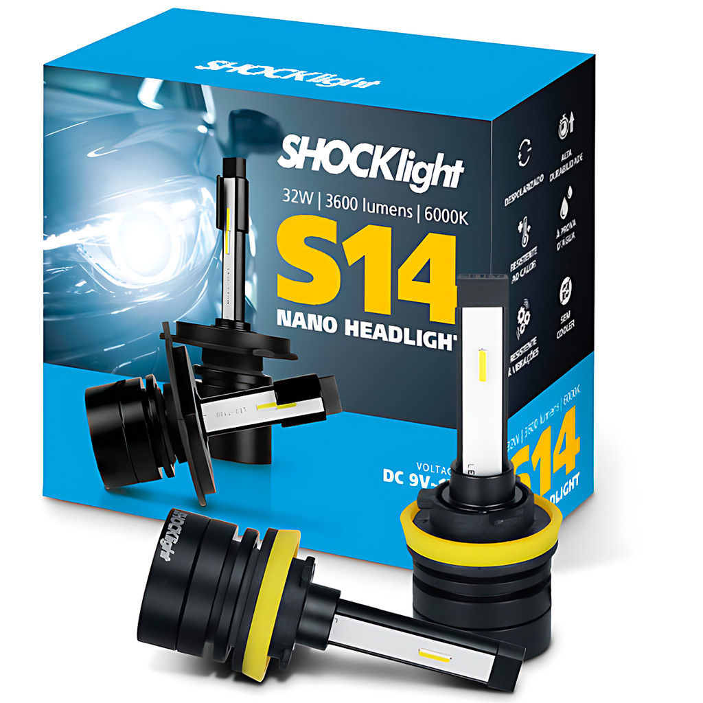 Par Lâmpadas Led S14 Shocklight Nano Headlight 6000k H11 32w em Oferta na Shopee