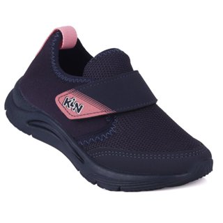 Tênis Infantil Feminino Klin Slip-On Calce Fácil Leve e Respirável - Marinho e Rosa em Oferta na Shopee