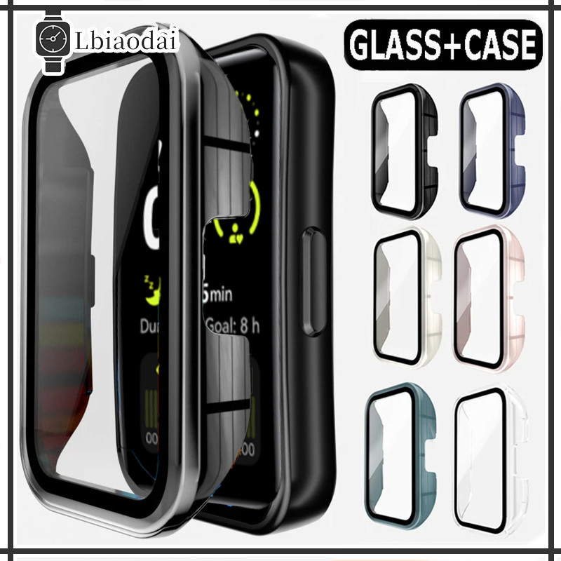 Capa PC Vidro Temperado Para Relógio Smartwatch Huawei Band 10 9 8/NFC Capinha Case Acessórios Protetor De Tela Para