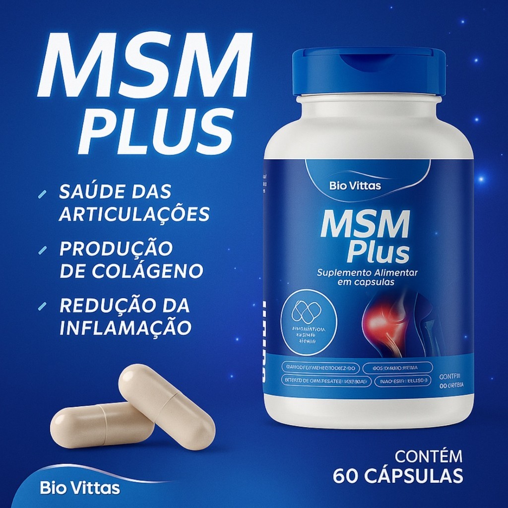 MSM Plus Enxofre Orgânico - Sulfato de condroitina - Colágeno tipo 2 - 120Comprimidos Bio Vittas