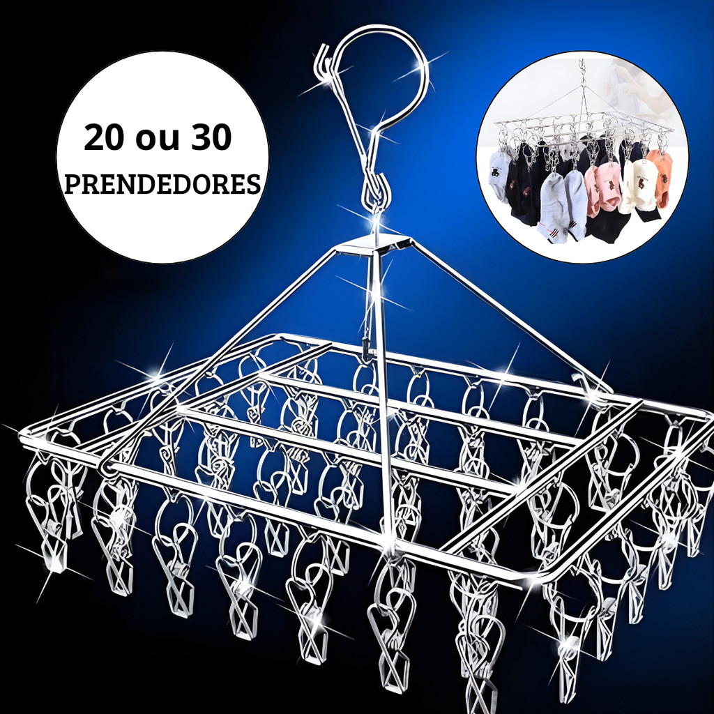 Varal 20/30 Prendedores Clips Para Roupa Intima Calcinha Meia Cueca A Prova de Vento Dobravel inox