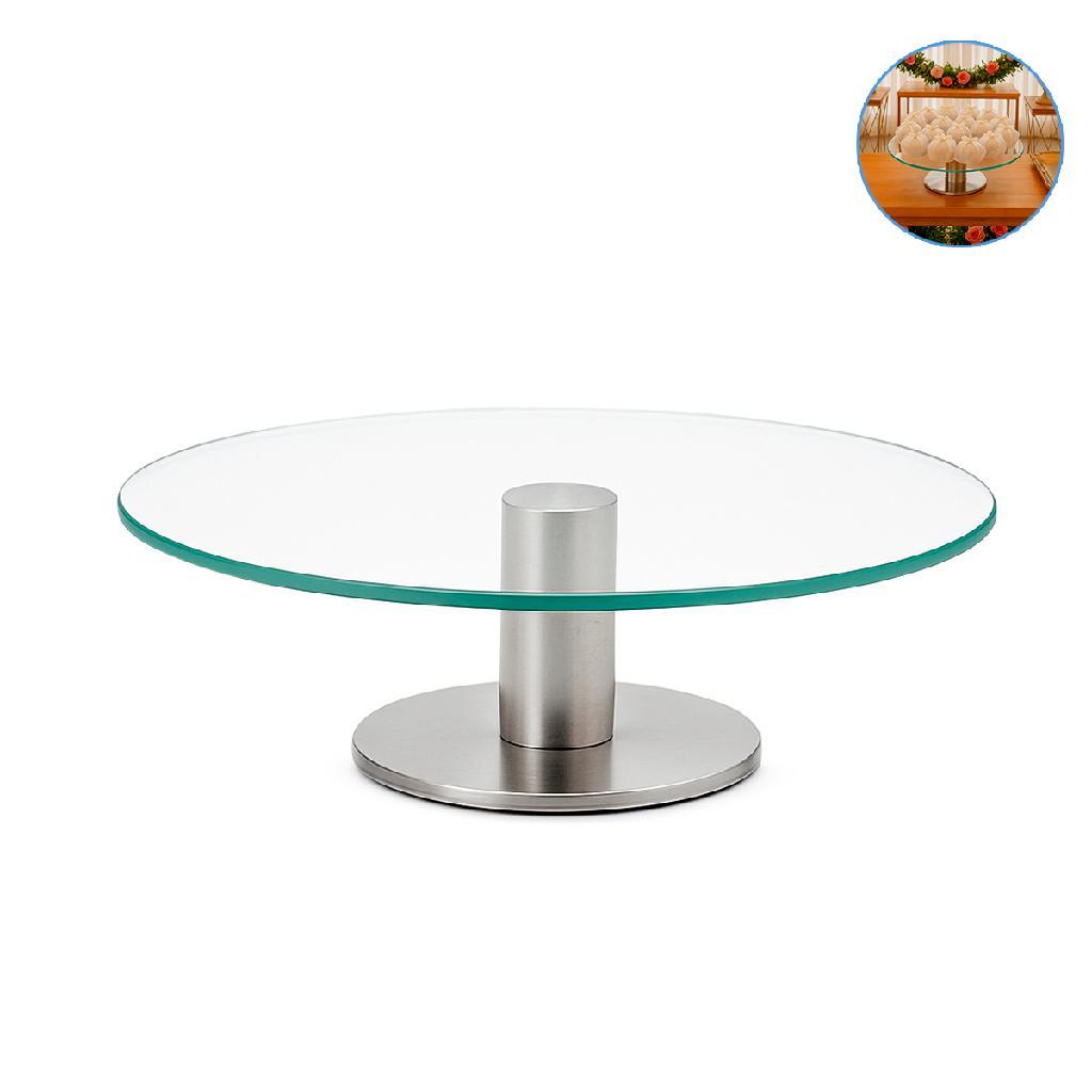 Bailarina Bolo vidro 30Cm suporte prato 360° inox Giratório mesa expositor Confeitar plataforma