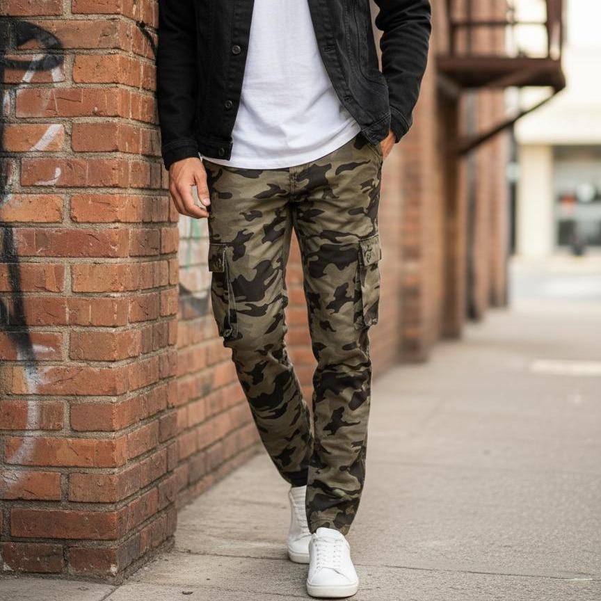 CALÇA CARGO CAMUFLADA MASCULINA ESTILO TÁTICO URBANO MILITAR PREMIUM