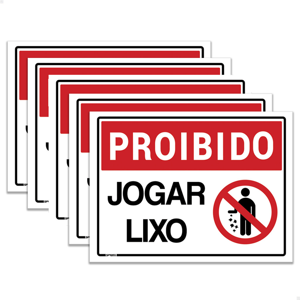 5 Placas De Sinalização Proibido Jogar Lixo 20x15 cm em Oferta na Shopee