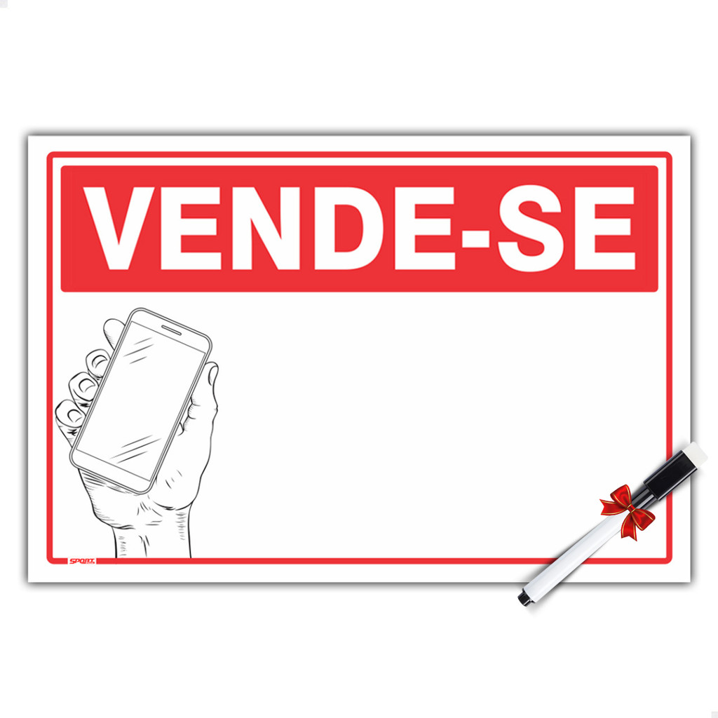 Placa Vende-se Casa Comércio Terreno Imóvel 30x20cm + Caneta