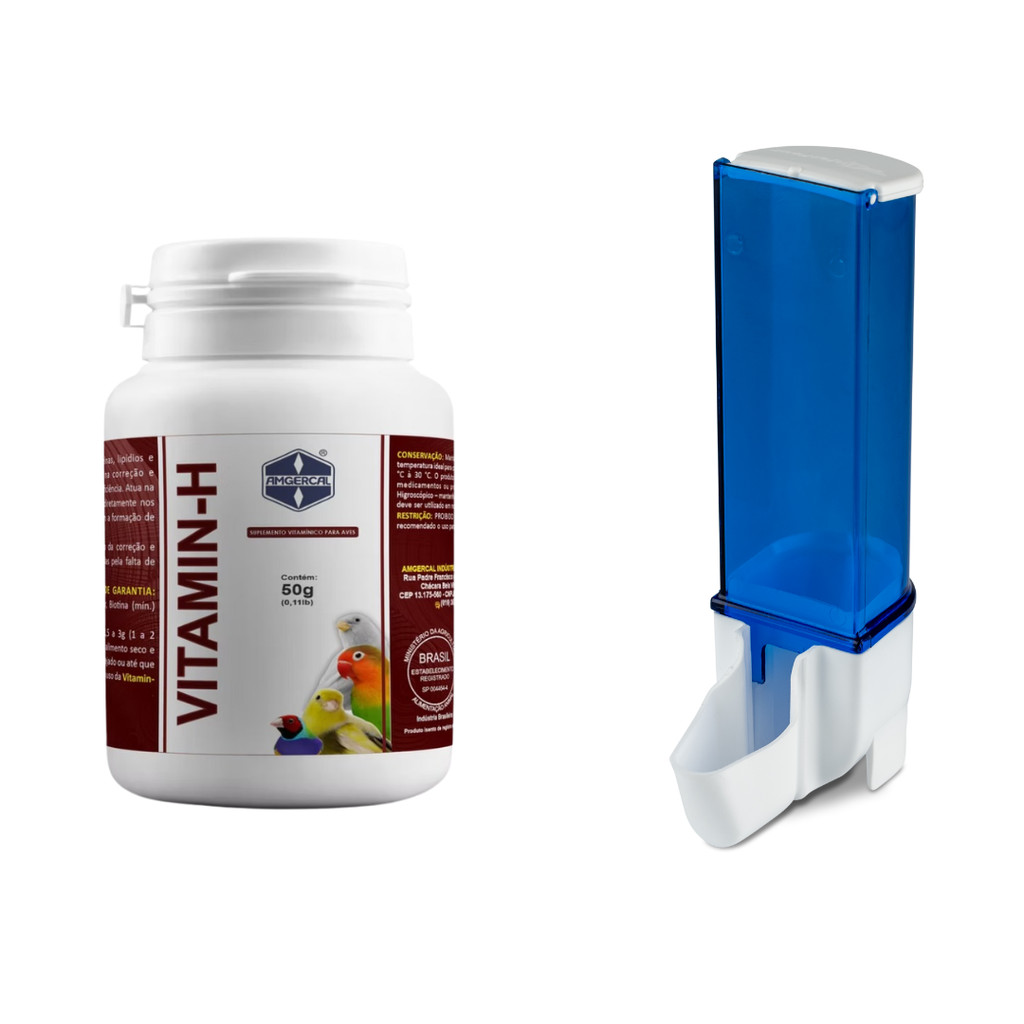 Vitamin H Amgercal (50g) + Comedouro Automático Sertão Italiano Malha Fina (100ml)