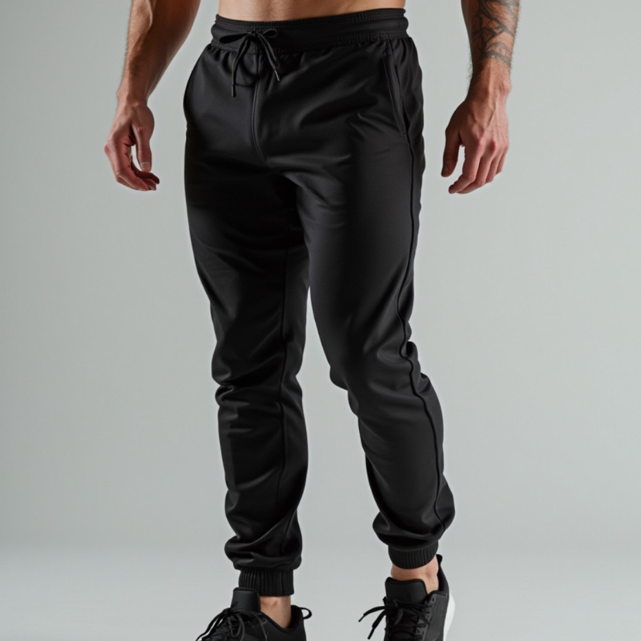 Calça masculina Tactel Elastano Jogger Esportiva Preta Academia treino bolso Preto dryfit slim