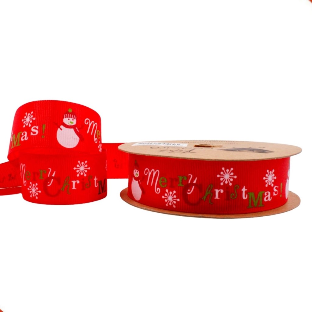 FITA DE GORGURÃO 25MM MERRY CHRISTMAS NATAL EM POLIESTER COM 09 METROS