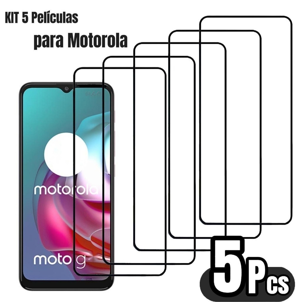 Kit 5 Película De Vidro Temperado 3D/9D Para Motorola Moto G10 G30 G35 G75 E15 G56 G86 G05 G06 em Oferta na Shopee