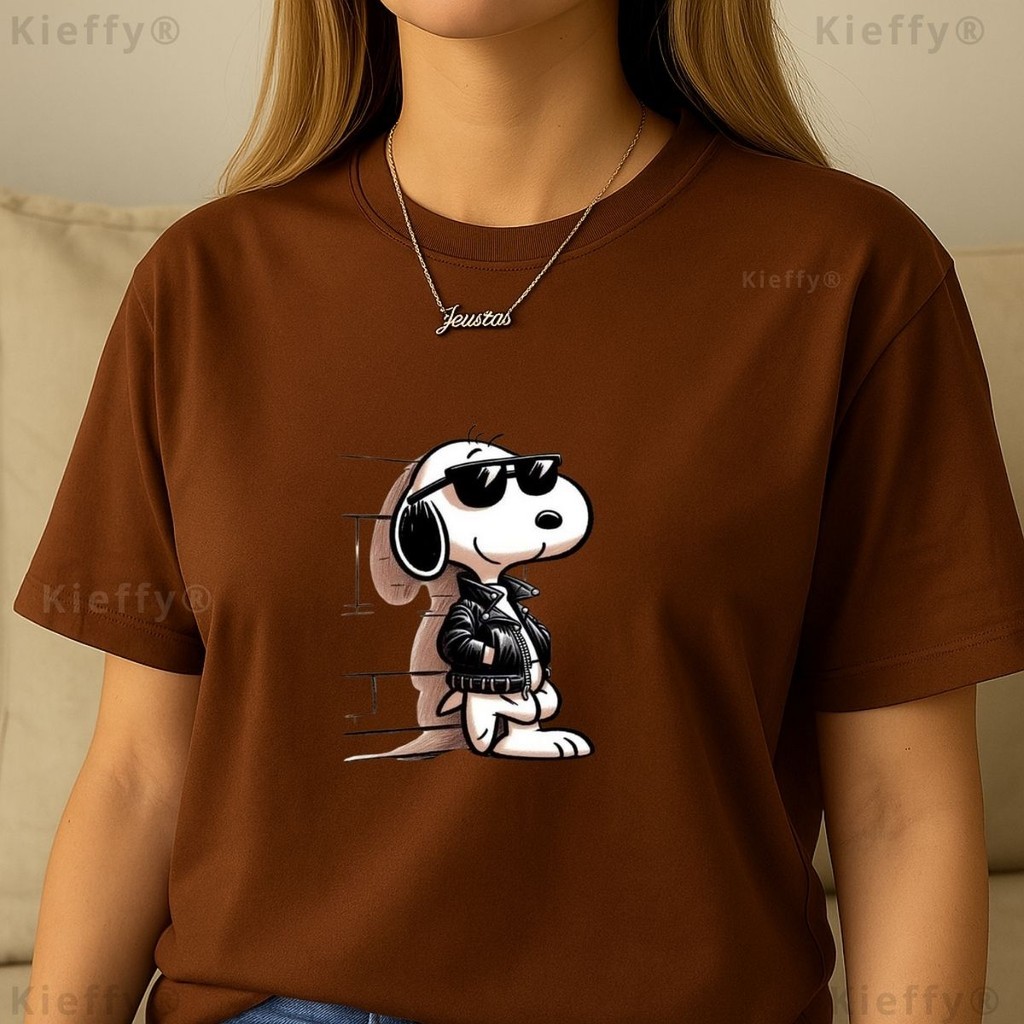 Detalhes do Camiseta Feminina T-Shirt Snoopy 100% Algodão Confortável