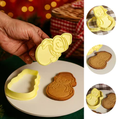 CORTADOR NATAL COM CARIMBO BONECO DE NEVE NATAL - (BLUE STAR) (CHOCO)