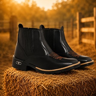 Botina Masculina Bota Texana Chelsea Country Confortável Em Couro Eco