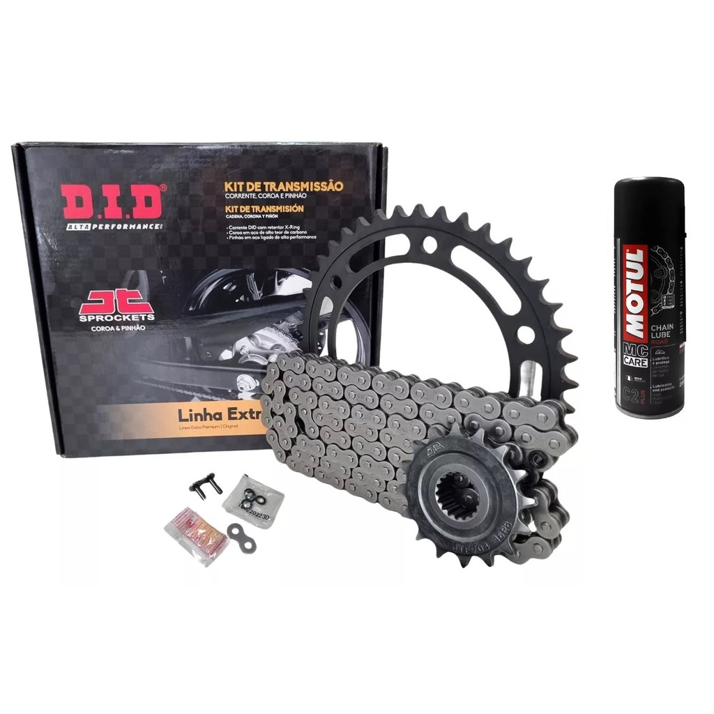 KIT TRANSMISSAO RELAÇÃO TRAÇÃO NC750X 2015 A 2022 COM RETENTOR DID + MOTUL C2 200ML