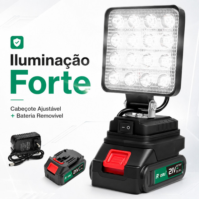 Lanterna Refletor 4 Polegadas Lampada Luz LED Potente A Bateria Recarregável