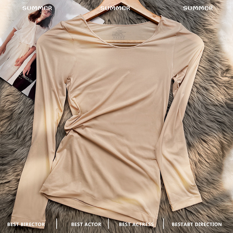 Roupa interior térmica Ultra-fina feminina invisível cor de carne camisa de fundo roupas de pele de oxigênio roupas de p