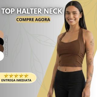 Regata Feminina Top Halter Cropped Frente Única Costas Nuas Halter Neck Verão Tendência S…