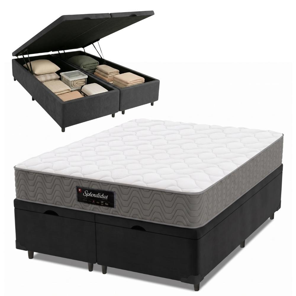 Cama Box Baú Colchão Queen Molas Ensacadas Splendido 158x198x65cm Munhoz