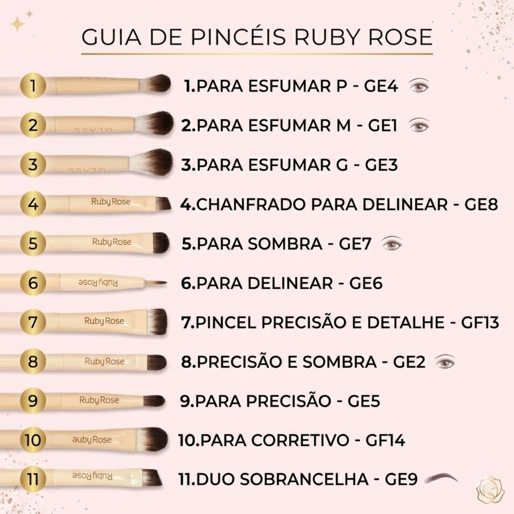 PINCEL DE MAQUIAGEM GE2 PRECISÃO E SOMBRA GLASS RUBY ROSE — imagem 2 de 2