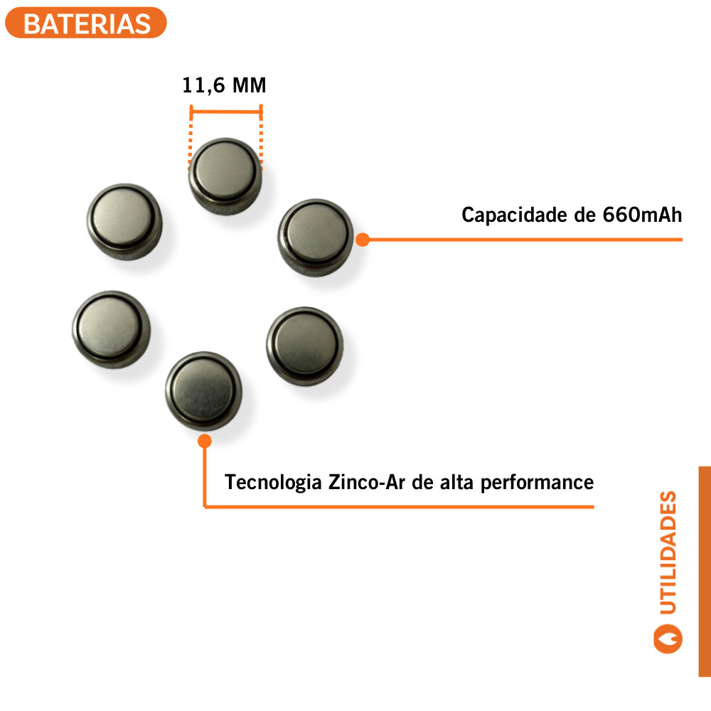 Pilhas Baterias Auditivas Foxlux 675 PR44 Kit com 60 · foto 2