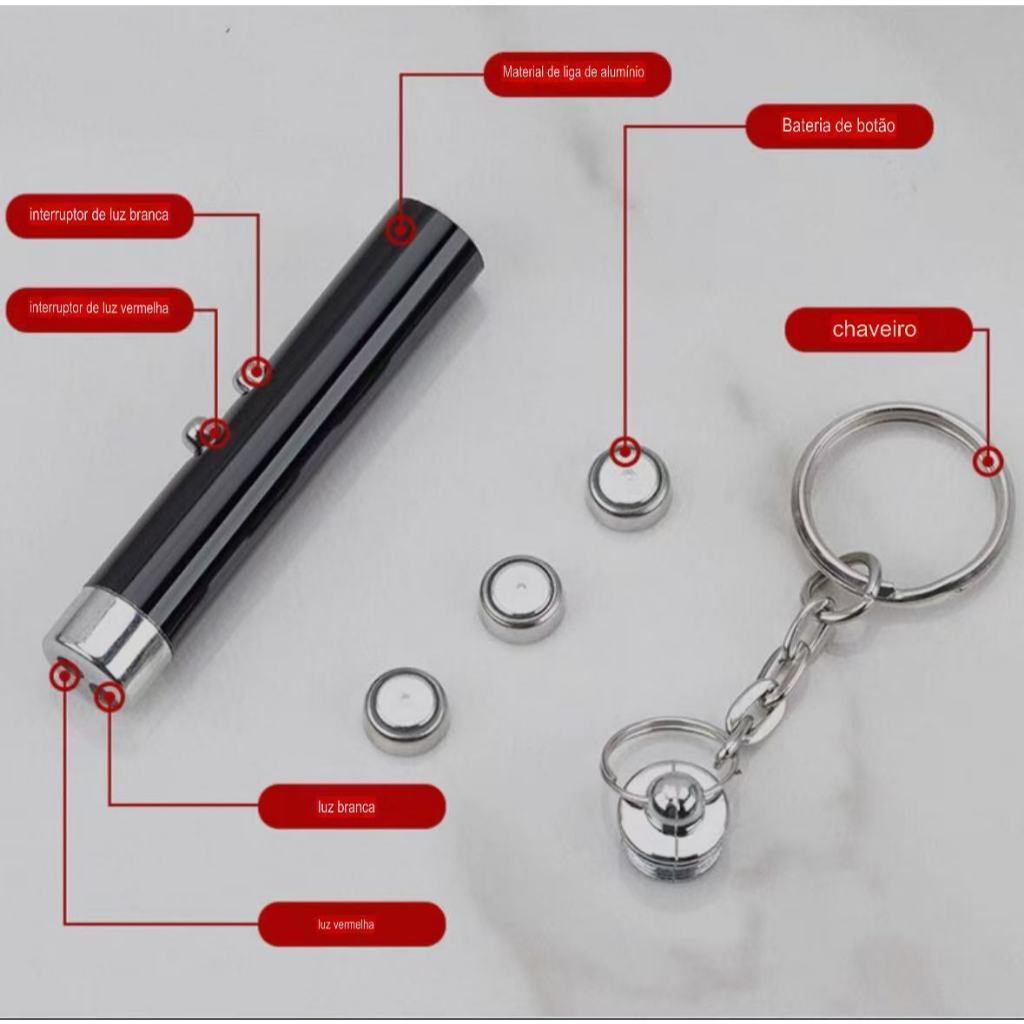KIT 1/2/3 Canetas Laser 3 Em 1 / Laser Potente , Lanterna E Chaveiro,brincar com gatos TOP — imagem 2 de 2