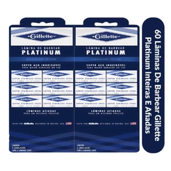 60 Lâminas de Barbear Gillette Platinum Inteiras e Afiadas