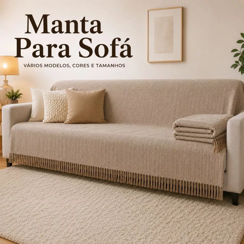 Manta Para Sofá King Luxuosa Gigante 4,00M x 1,80M / 3,00M x 1,80 / 2,40 x 1,80 / 2,10 x 1,20 Decorativa Artesanal — imagem 1