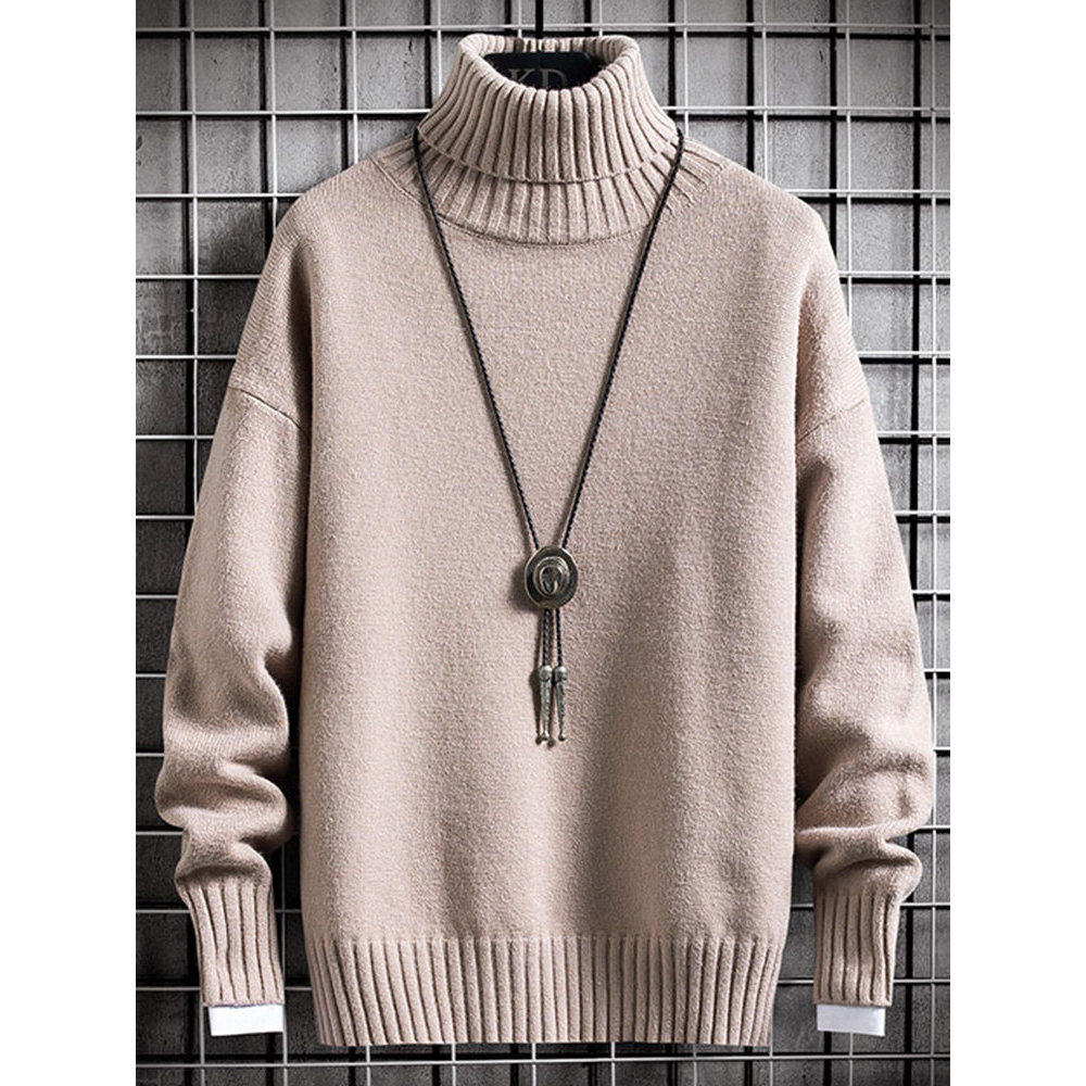 Perfil camisola de gola alta masculina outono inverno manga comprida rua Wear linha roupas roupa interior masculina estu