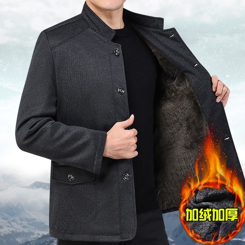 Outono inverno roupas masculinas de meia-idade forro de lã roupas de pai de algodão espessadas roupas de primaver