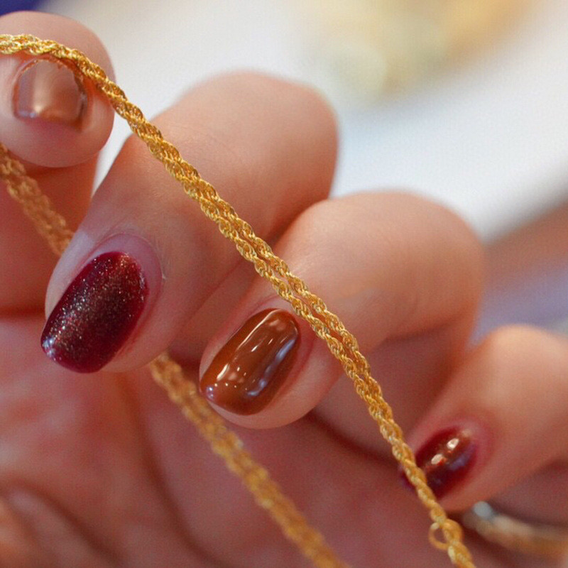 18k colar de ouro torção corrente colar de ouro senhoras torção corrente High-End corda corrente simples ajustável nu co