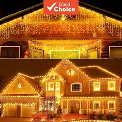 Luzes de Natal Cascata Solar para Exterior, 3,5 m, 96 LEDs, À Prova D’Água, 8 Modos de Iluminação, Fada